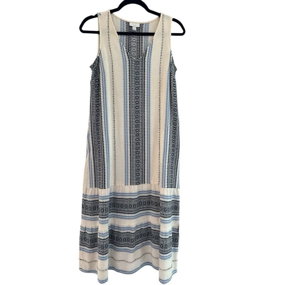 J.Jill Women's Striped Boho Sleeveless Tiered Summer Maxi Dress FINAL SALE 15 $